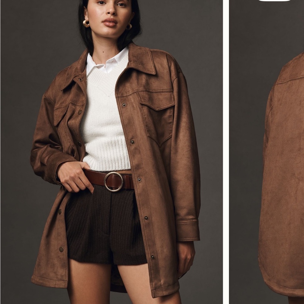 NWT The Tillie Relaxed Faux-Suede Shacket by Pilcro - Picture 10 of 11